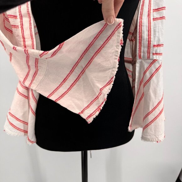 Tommy Bahama Linen Jacket Womens NEW M Marcella Stripe Bell Sleeve Pink‎ - Picture 6 of 7